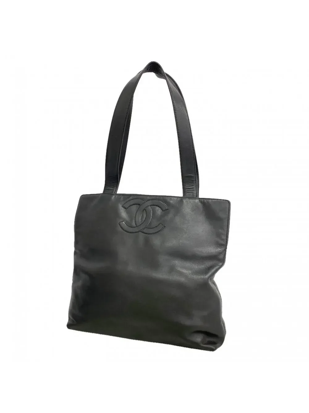 Chanel Vintage Cc Logo Tote Leather #325553C10B